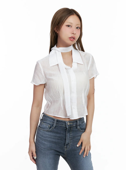 chic-tie-crop-blouse-cl510 / White