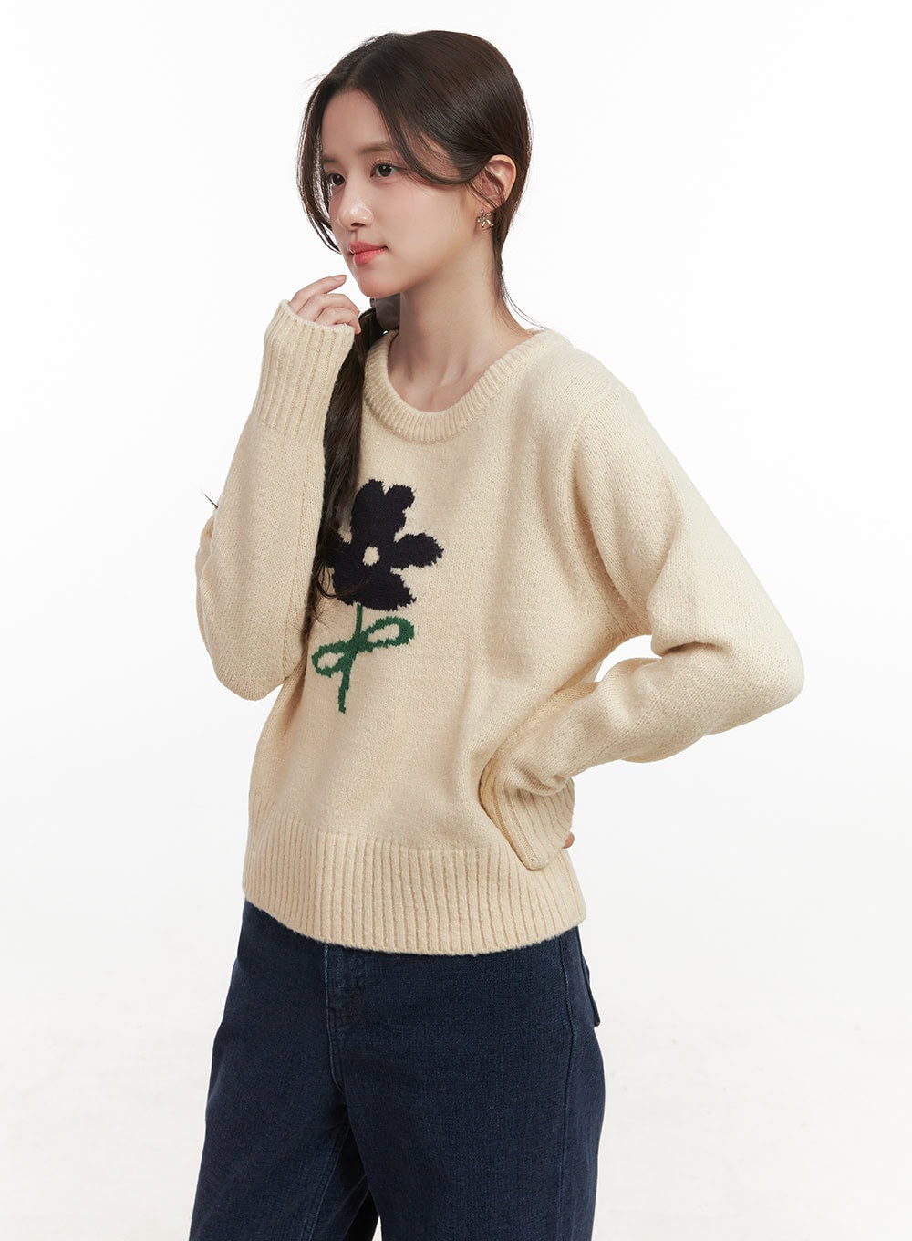 Flower Graphic Knitted Sweater CJ515