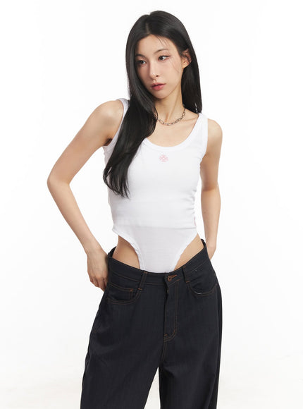 Embroidered Bodysuit Tank Top CA504