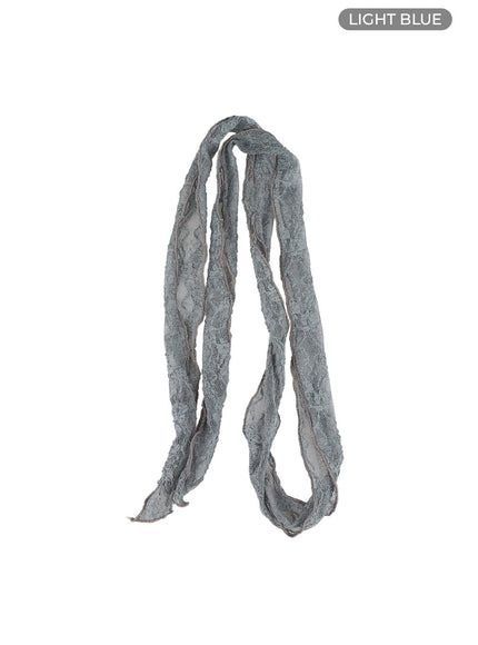 lace-skinny-scarf-cl426 / Light blue