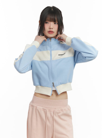 Chic Two-Tone Zip-Up Sweatshirt CF518