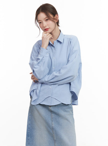 Loose-Fit Layered Collared Shirt CM511