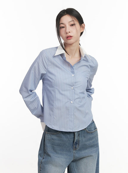 slim-fit-collared-striped-button-down-cf514 / Light blue