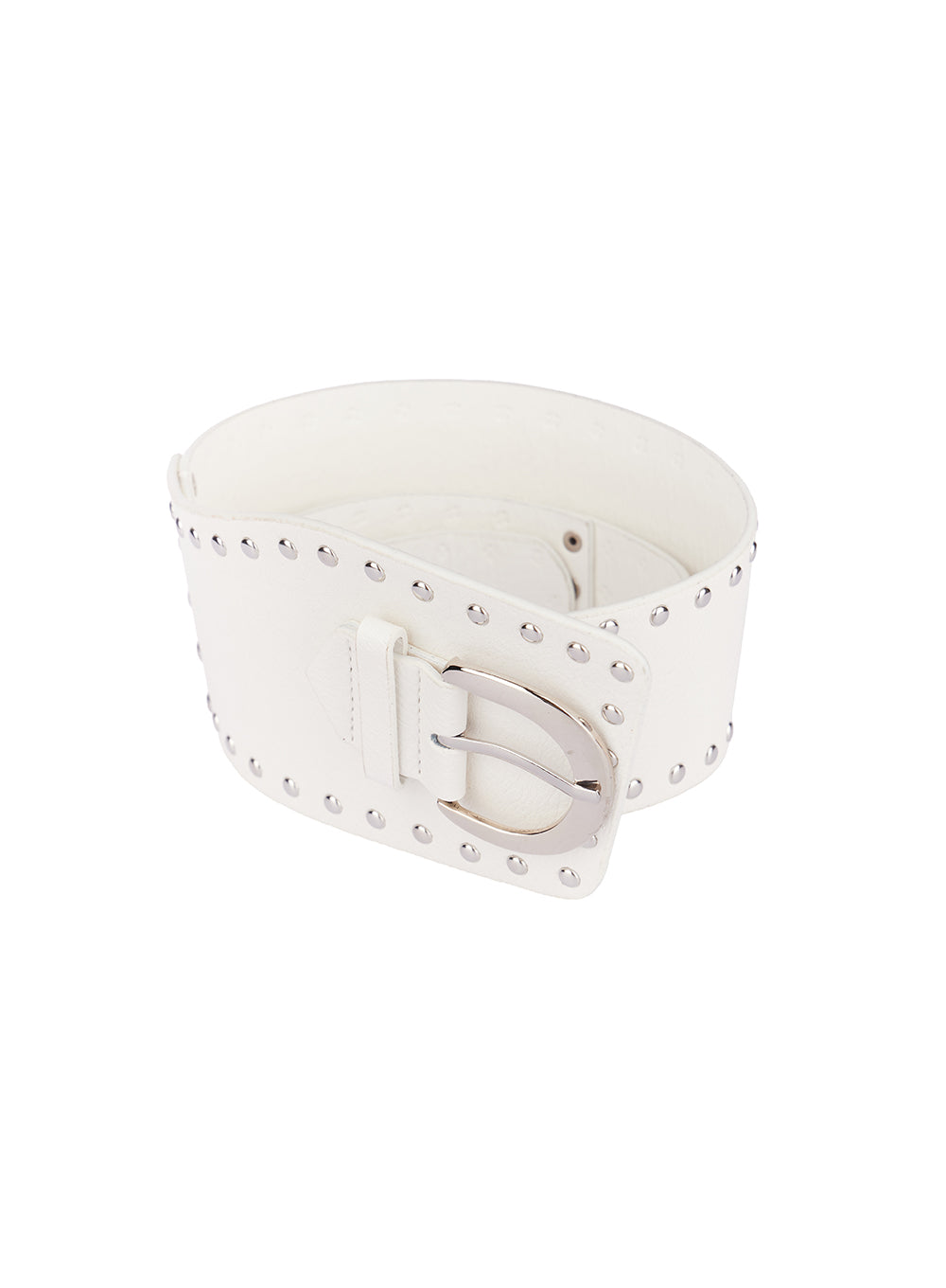 Studded Buckle Faux-Leather Belt CF513