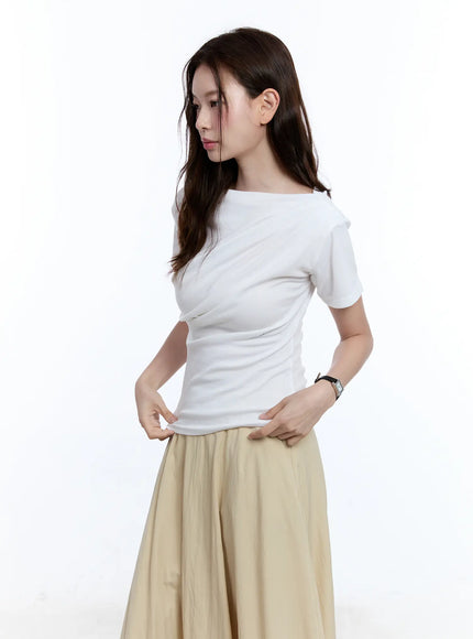 slim-fit-draped-tee-cu513 / White