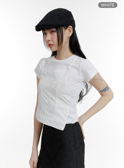 quilted-sleeveless-strap-top-cm429 / White