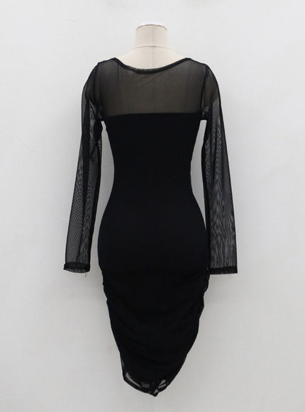 Mesh Long Sleeve Mini Dress CJ311