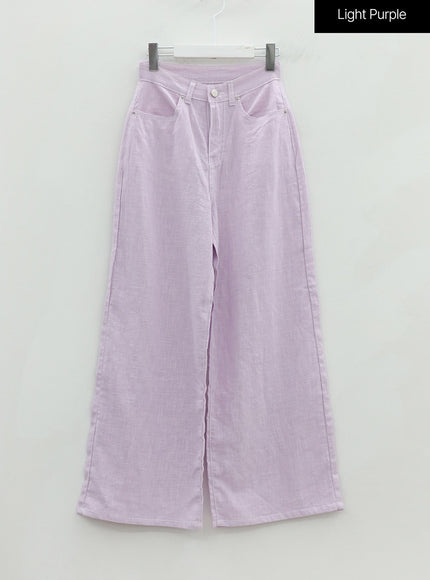 Linen Wide Leg Boot-Cut Pants OU20