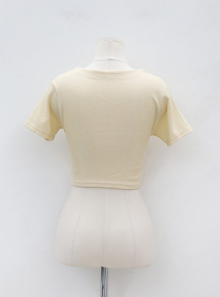 Basic Round Neck Cropped Cardigan OU1
