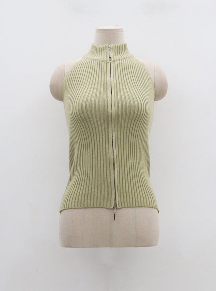 Zipper Turtleneck Tank Top And Bolero Set CD06