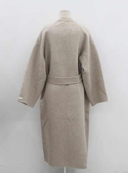 V-Neck Waist Tie Long Coat ON02