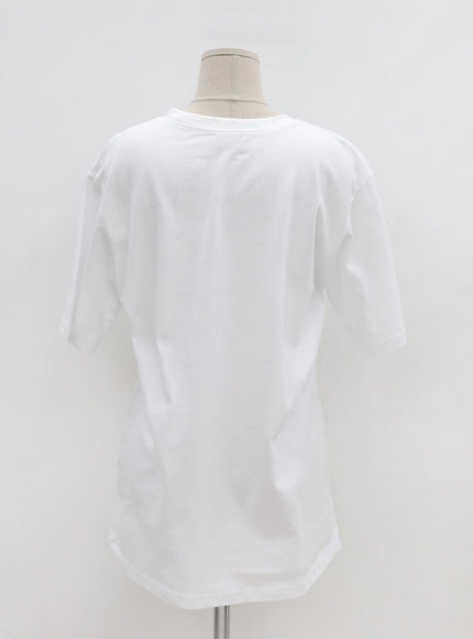 Solid Lettering Oversized Cotton Tee OU28