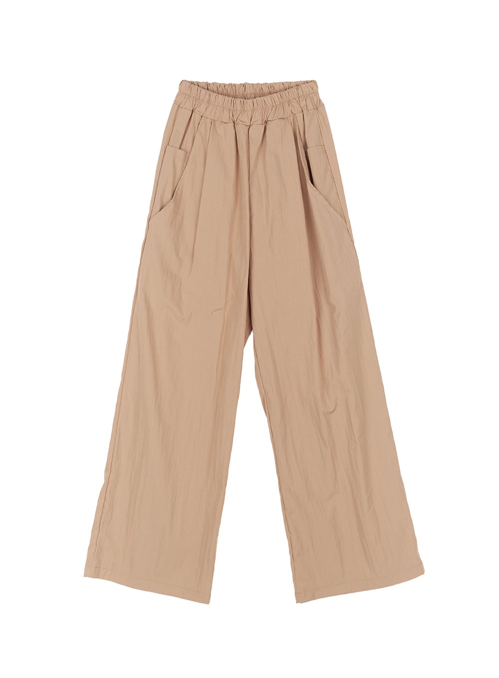 wide-fit-pintuck-nylon-trousers-cy512 / Beige