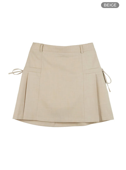 strap-solid-mini-skirt-og416 / Beige