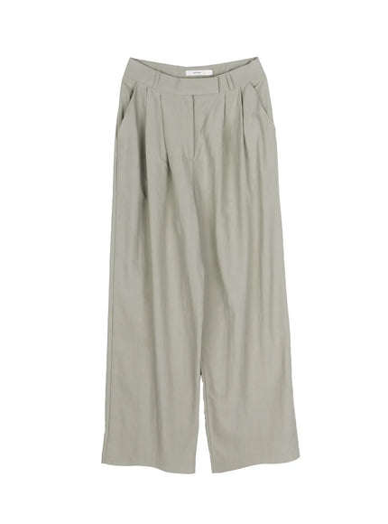 pin-tuck-summer-wide-slacks-cd805 / Beige