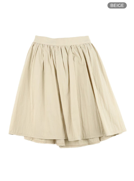 flare-banded-midi-skirt-oa405 / Beige