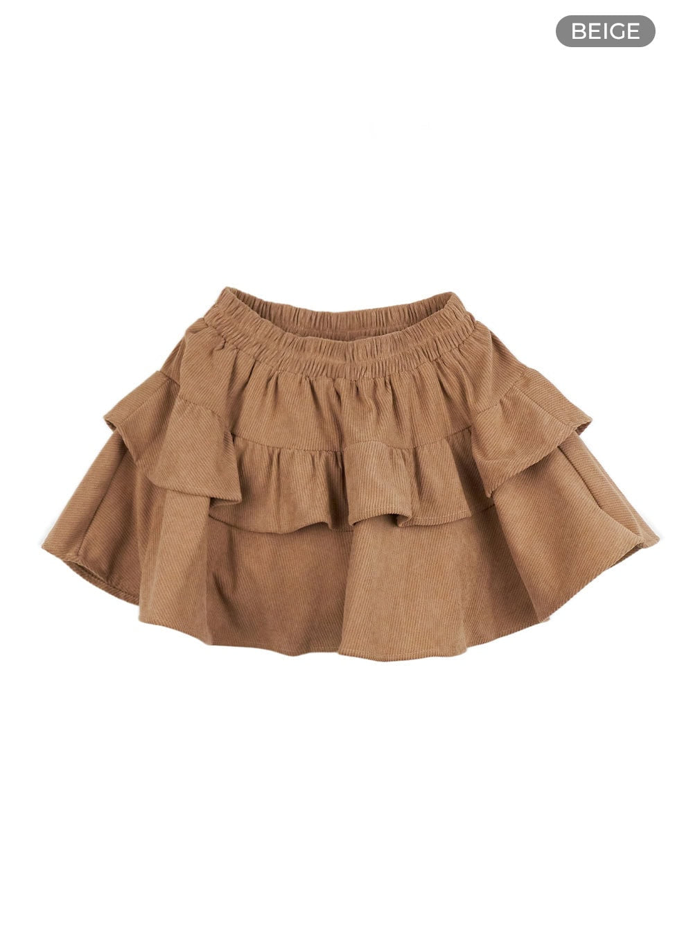 ruffle-banded-mini-skirt-og429 / Beige