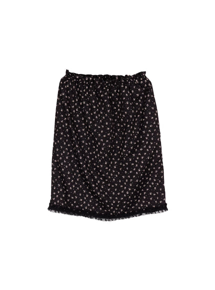 floral-lace-midi-skirt-cm527 / Black