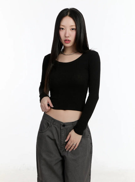 round-neck-long-sleeve-top-cm511 / Black