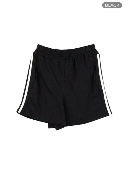 contrasting-activewear-track-shorts-cl425 / Black