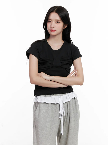scrunched-ribbon-top-cl516 / Black