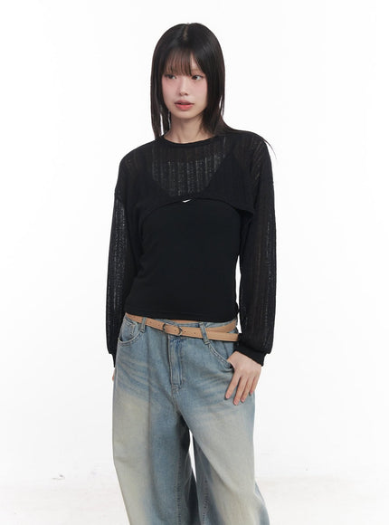 super-cropped-long-sleeve-sweater-cu505 / Black