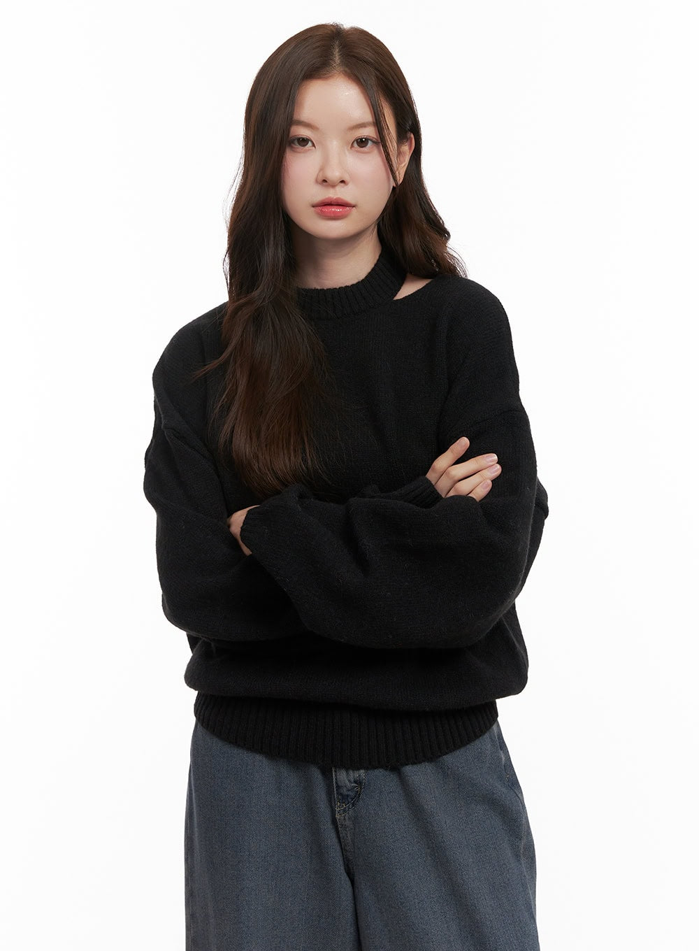 cozy-chic-cut-out-sweater-od403 / Black