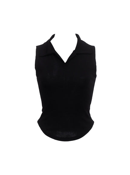 collared-tank-top-cu520 / Black
