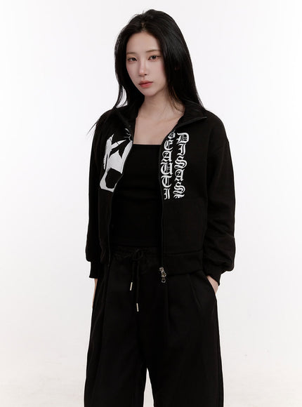 Two-Way Graphic Zip-Up Sweatshirt CJ531