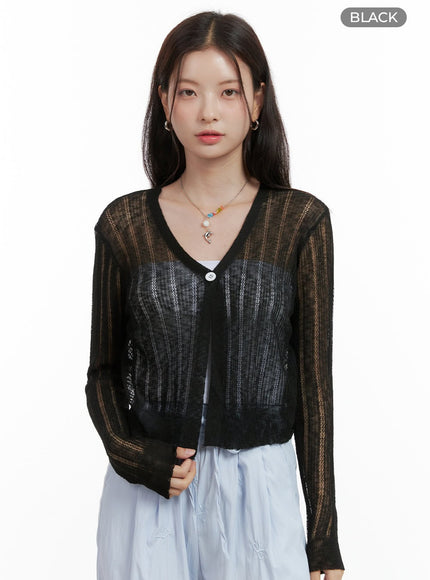 lace-mesh-cardigan-ol416 / Black