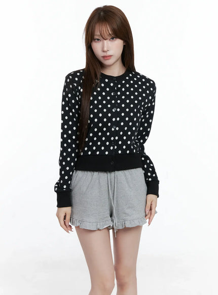 polka-dot-button-up-cardigan-cs501 / Black