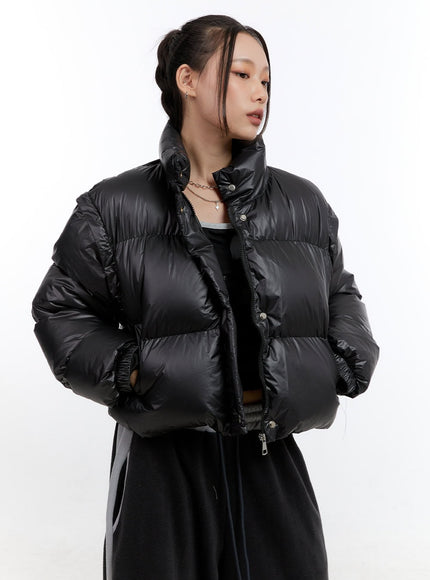 chic-detachable-crop-puffer-jacket-cn401 / Black