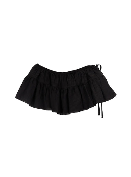 stripe-mini-wrap-skirt-cf509 / Black