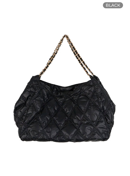 quilted-chain-shoulder-bag-ou427 / Black