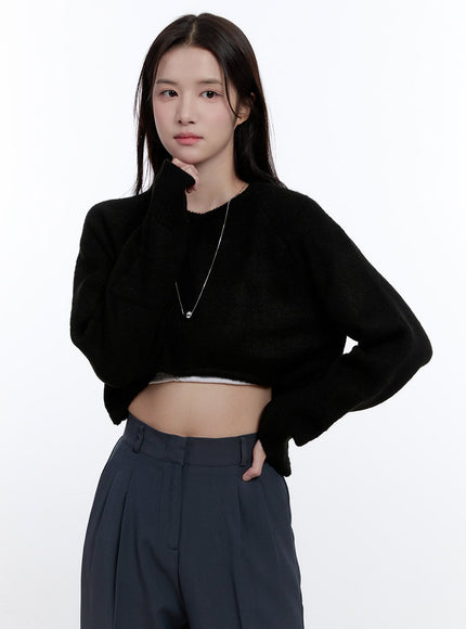 knit-cropped-sweater-on418 / Black