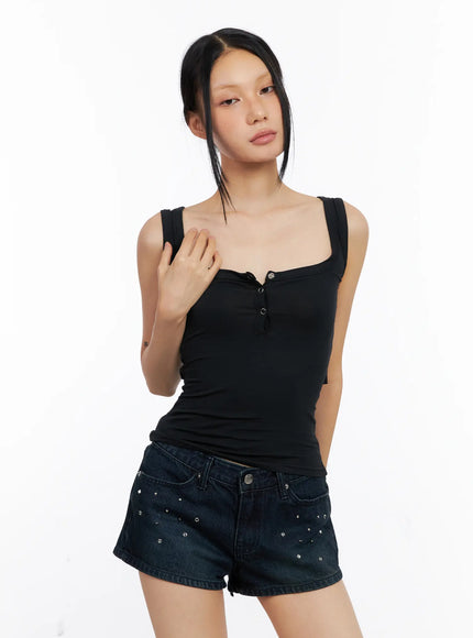 back-tie-ribbon-tank-top-cl530 / Black