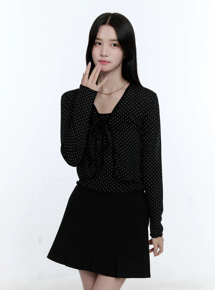 sheer-polka-dot-cami-and-cardigan-set-cg513 / Black