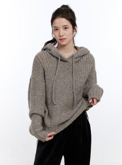 loose-knit-oversized-hoodie-on418 / Brown