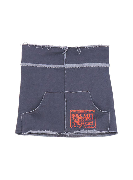 distressed-cotton-slim-fit-mini-skirt-cj507 / Dark blue