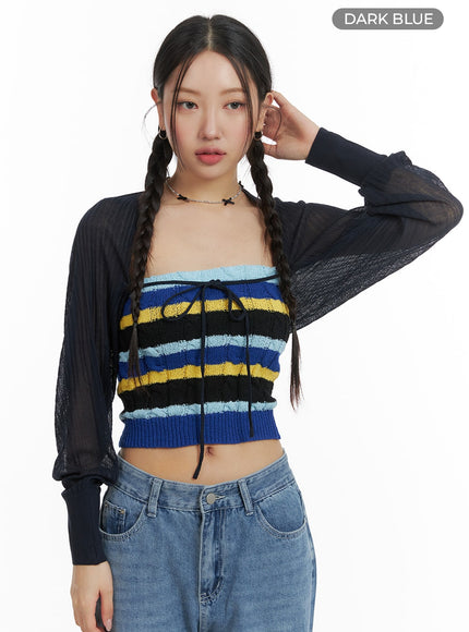 sheer-tie-bolero-om428 / Dark blue