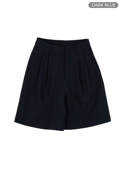 pintuck-wide-tailored-shorts-og416 / Dark blue