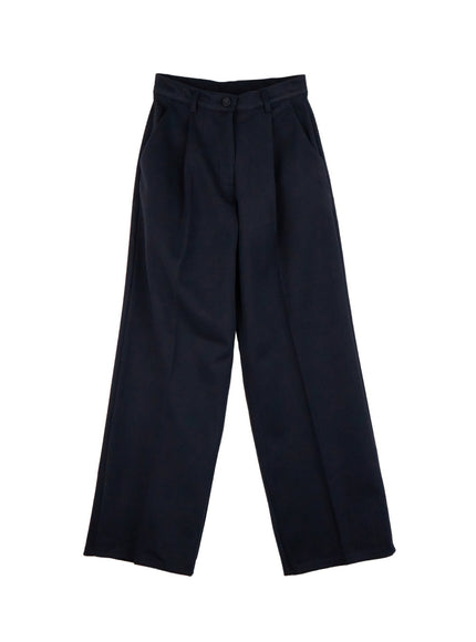 pintuck-solid-wide-fit-trousers-od403 / Dark blue