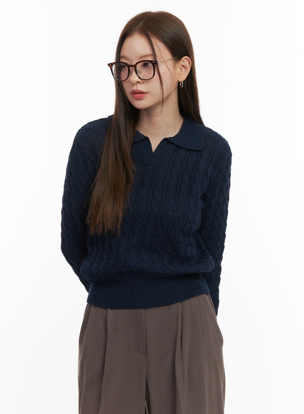 cozy-cable-knit-sweater-od417 / Dark blue