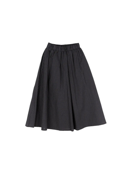 vintage-gingham-midi-skirt-cg514 / Dark gray