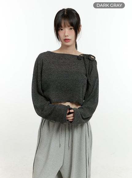 swaying-siren-one-shoulder-crop-top-cg402 / Dark gray