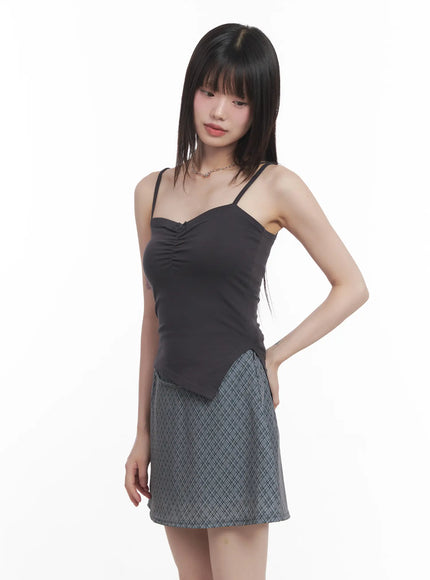 asymmetric-sweetheart-cami-top-cu518 / Dark gray