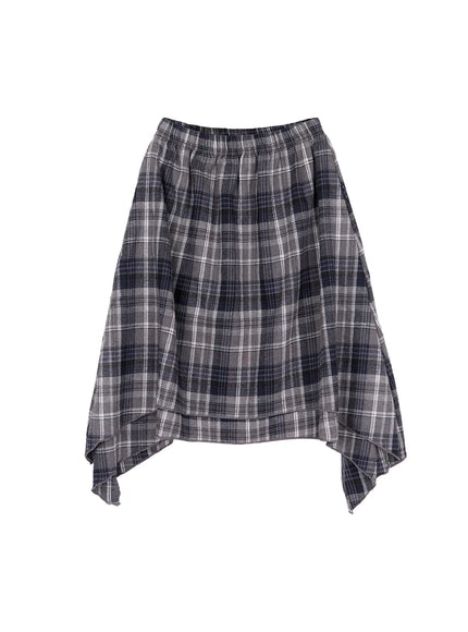 asymmetric-checkered-midi-skirt-cd530 / Dark gray