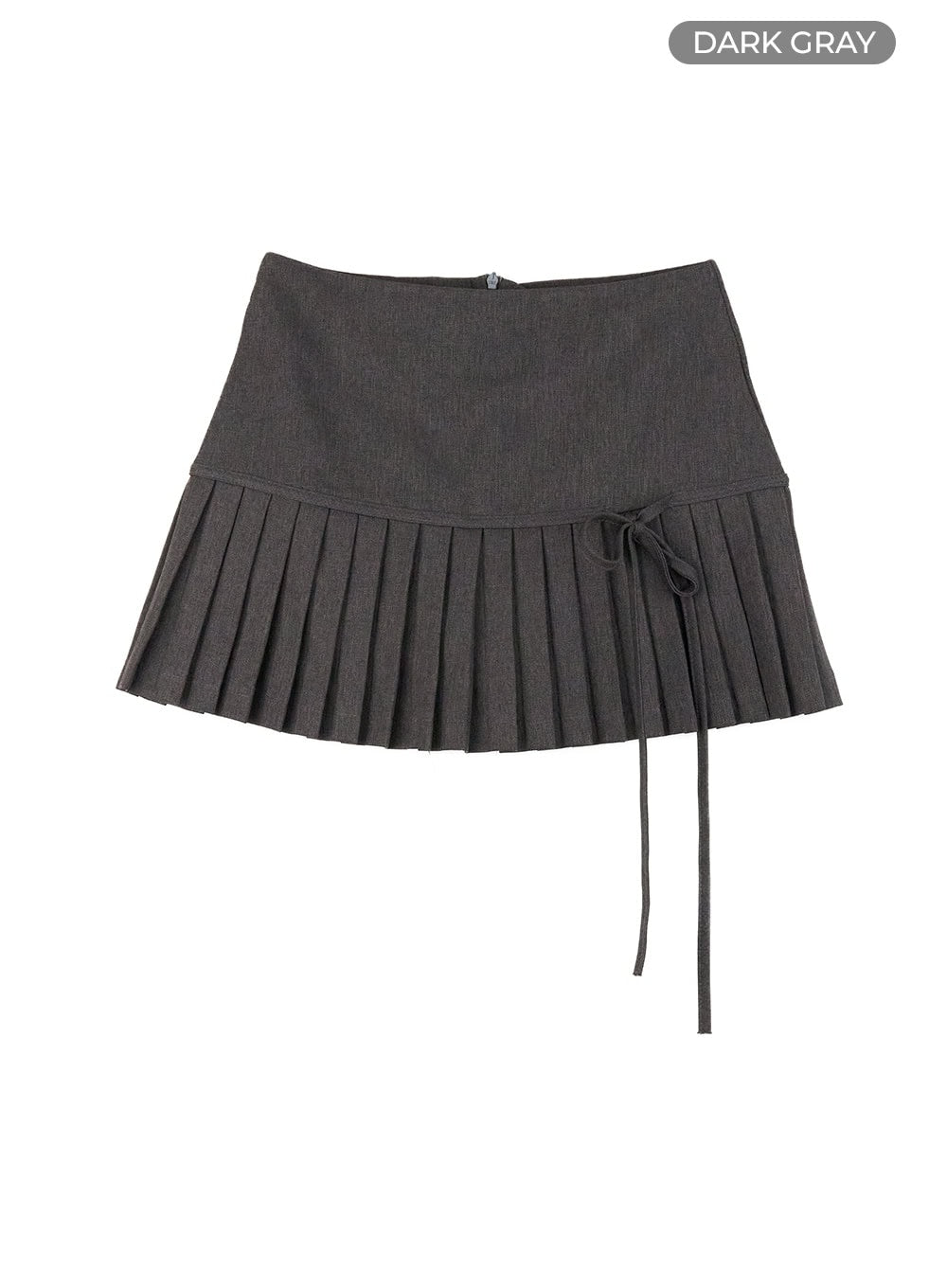 ribbon-half-pleated-mini-skirt-ol430 / Dark gray