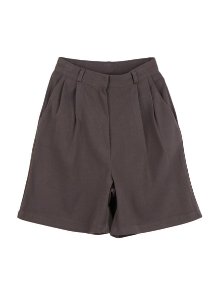 pintuck-solid-half-pants-od418 / Dark gray
