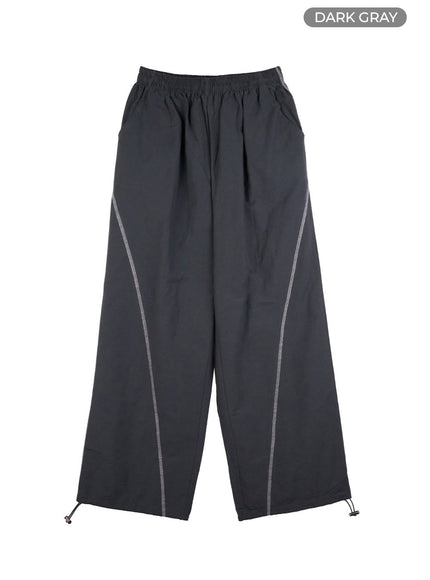 stitched-wide-leg-slit-pants-co402 / Dark gray